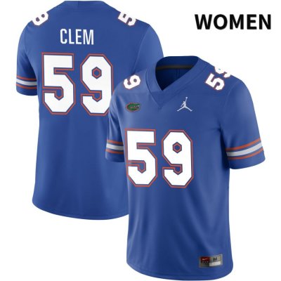 Women's Florida Gators #59 Hayden Clem NCAA Jordan Brand Royal NIL 2022 Authentic Stitched College Football Jersey HUC8062CC